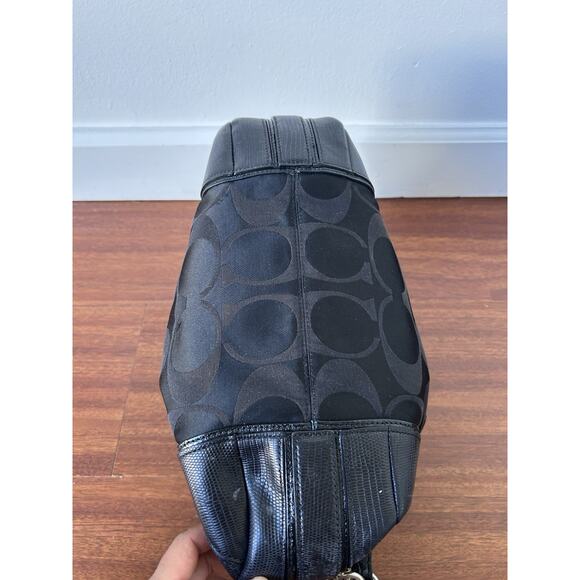 Y2K Coach Signature Snake Embossed/Canvas Shoulder Bag SilverHardware 16408 Read - Picture 8 of 16